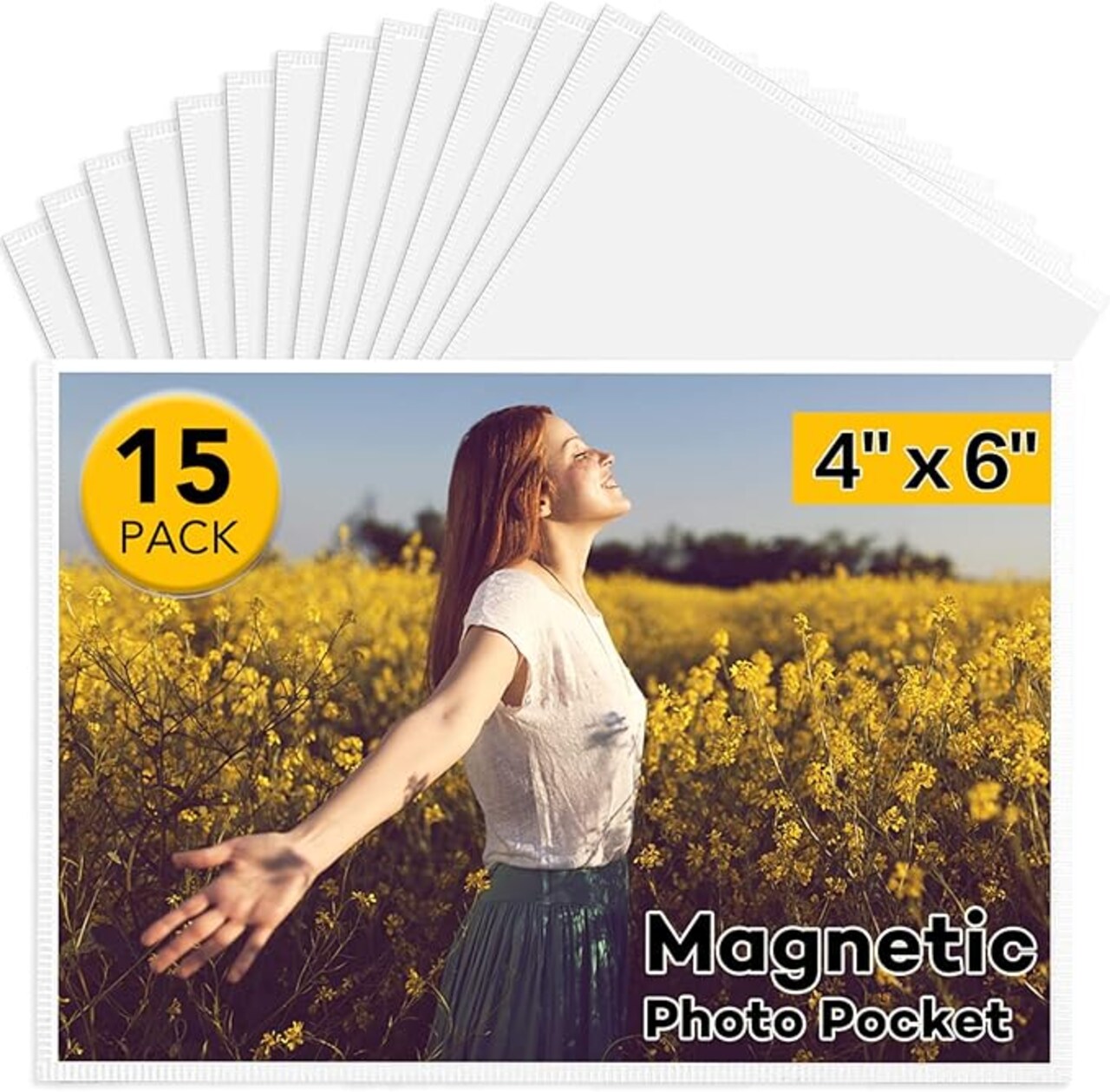 15 Pcs Magnetic picture frames for refrigerator 4x6Inch-Magnetic photo frames,White